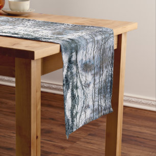 Winter Trees with Snow Holiday Table Runner