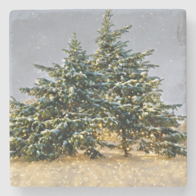 Winter Treescape Snow Holiday Nature Coaster (Front)