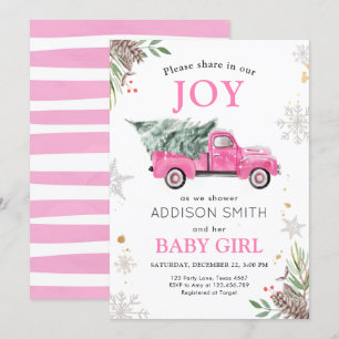 Winter Truck Share Joy Baby Shower Cold Outside Invitation