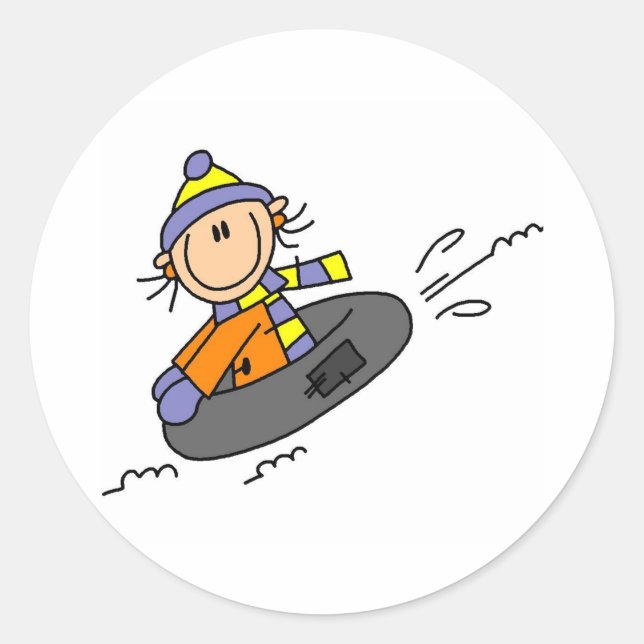 Winter Tubing Classic Round Sticker (Front)