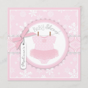 Winter Tutu and Snowflake Print Baby Shower Invitation