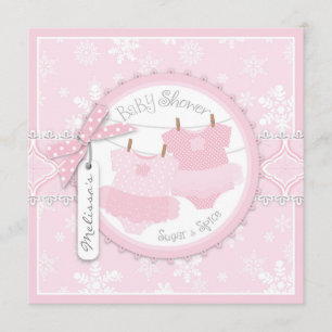 Winter Tutus & Snowflakes Twin Girls Baby Shower Invitation
