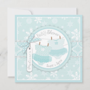 Winter Tutus & Snowflakes Twin Girls Baby Shower Invitation