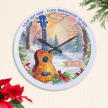 Winter Ukulele In Snow Custom Text Christmas
