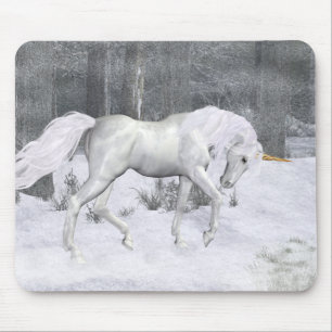 Winter Unicorn .. fantasy art Mouse Mat