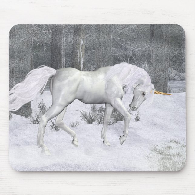 Winter Unicorn .. fantasy art Mouse Mat (Front)