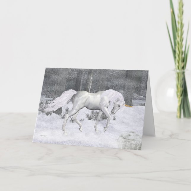 Winter Unicorn .. fantasy Christmas card (Front)