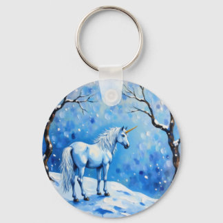 Winter Unicorn Key Ring