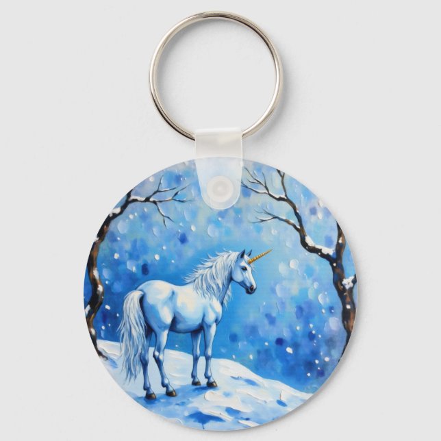 Winter Unicorn Key Ring (Front)