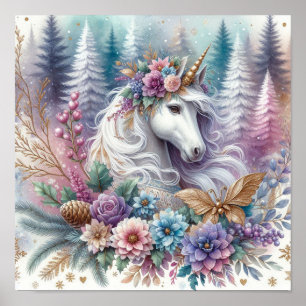 Winter Unicorn Magical Scene 3 Poster