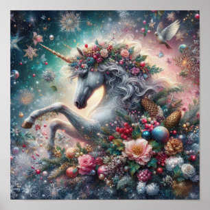 Winter Unicorn Magical Scene 7 Poster