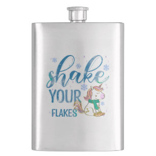 Winter Unicorn Shake Your Flakes Fun & Festive Hip Flask