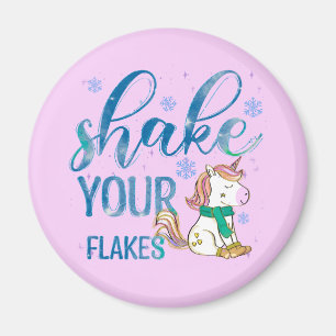 Winter Unicorn Shake Your Flakes Fun & Festive Magnet