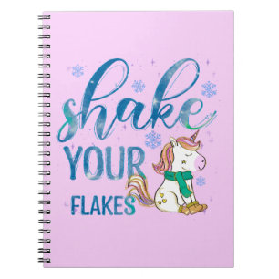 Winter Unicorn Shake Your Flakes Fun & Festive Notebook