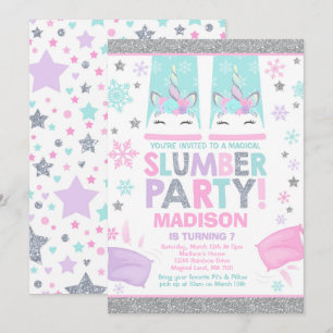 Winter Unicorn Slumber Party Invitation