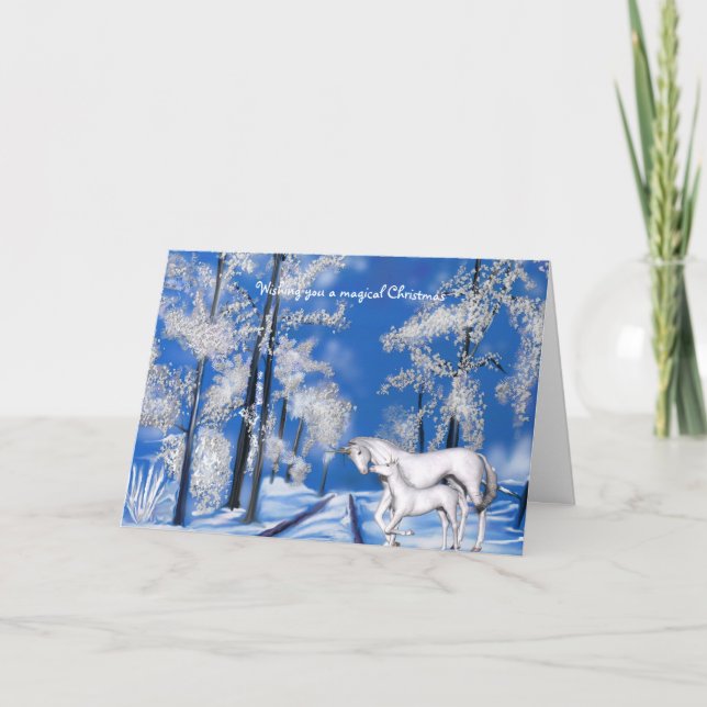 Winter Unicorns Christmas Holiday Card (Front)