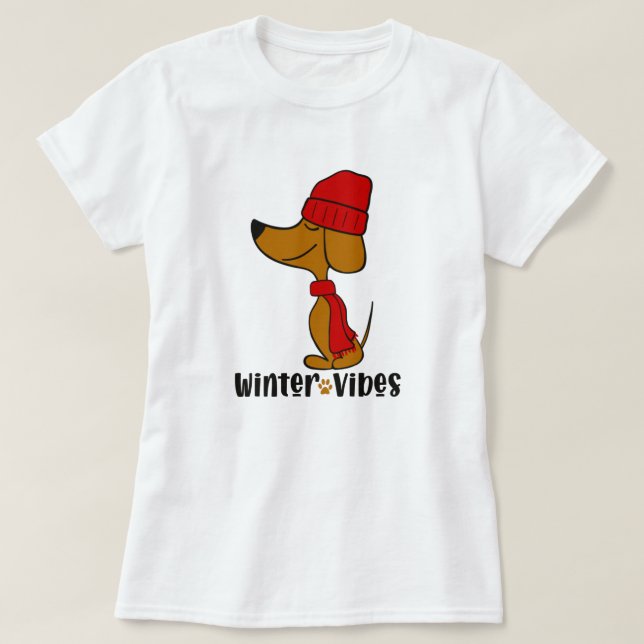 Winter Vibes Dachshund T-Shirt (Design Front)