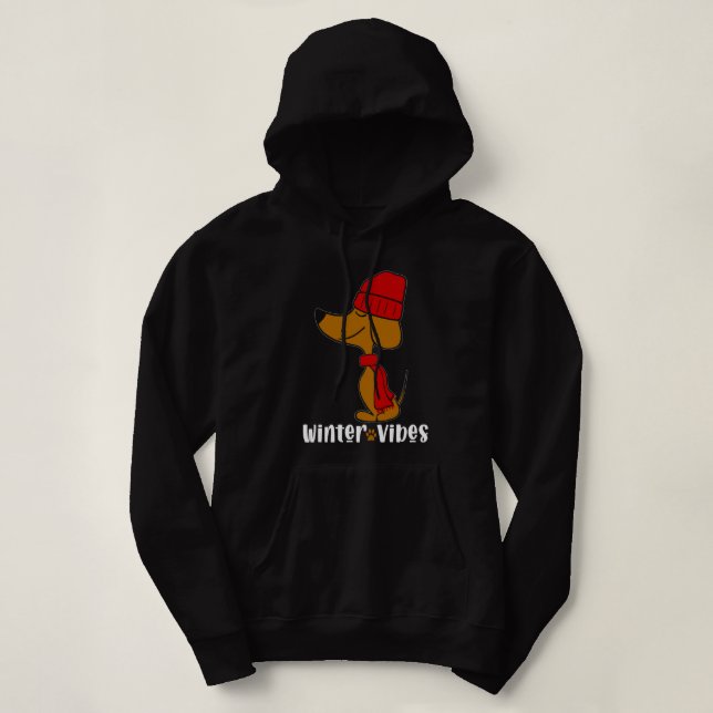 Winter Vibes Dachshund T-Shirt Hoodie (Design Front)