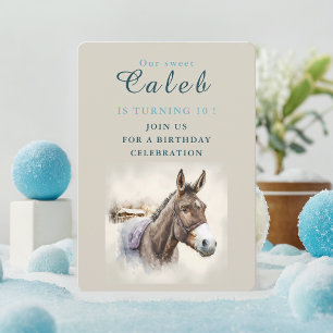 Winter vibes Donkey - Birthday Invitation Card