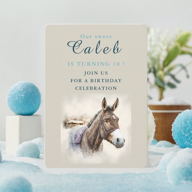 Winter vibes Donkey - Birthday Invitation Card (Creator Uploaded)