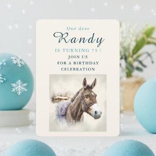 Winter vibes Donkey - Birthday Invitation Card
