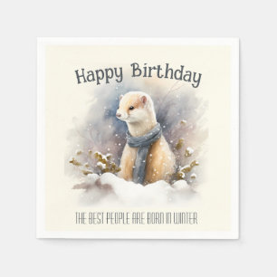 Winter vibes Ermine - Birthday Party - Napkin