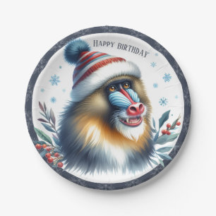 Winter Vibes Mandrill - Birthday Paper Plate