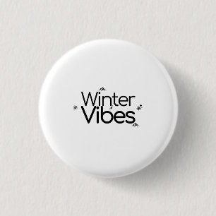 Winter Vibes – Minimalist Snowflake and Mountain 3 Cm Round Badge