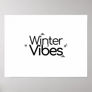 Winter Vibes – Minimalist Snowflake and Mountain Poster