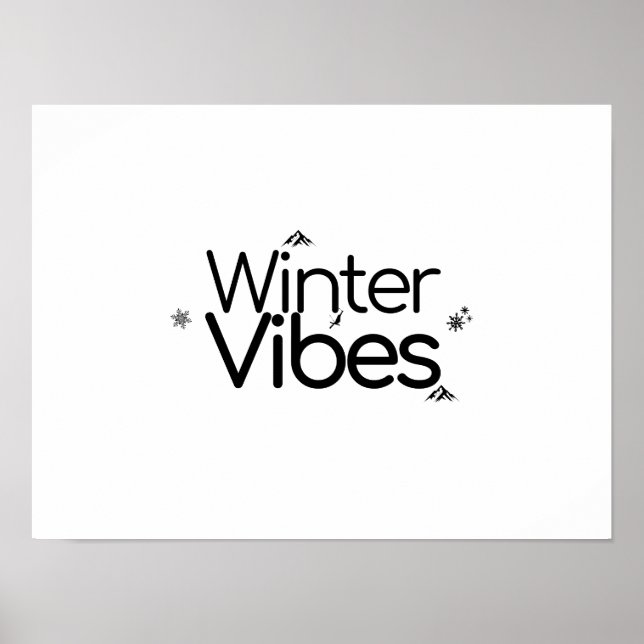 Winter Vibes – Minimalist Snowflake and Mountain Poster (Front)