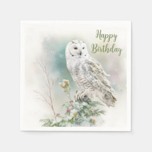 Winter vibes Owl -  Birthday Party - Napkin
