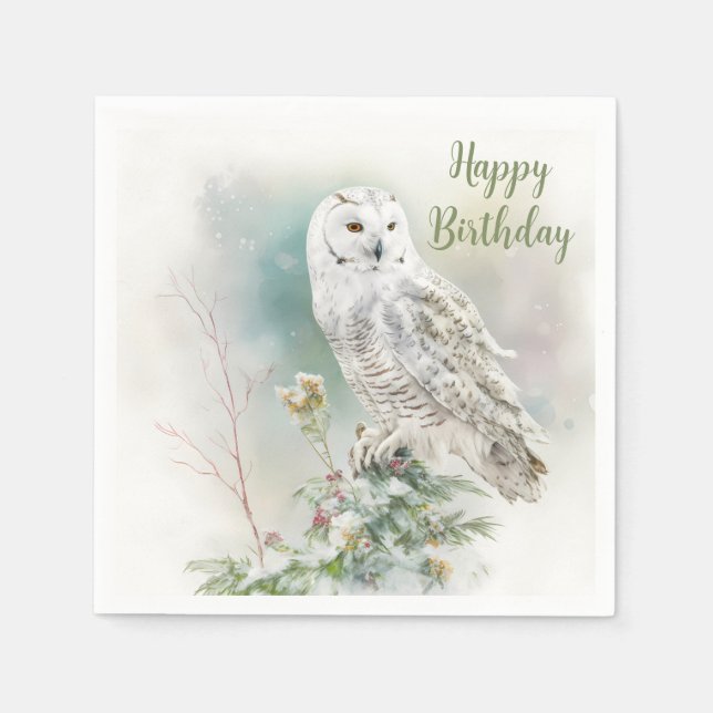 Winter vibes Owl -  Birthday Party - Napkin (Front)