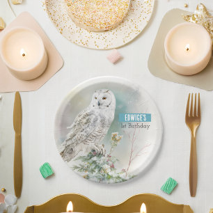 Winter vibes Owl -  Birthday Party - Paper Plate