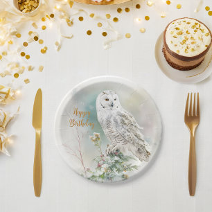 Winter vibes Owl - Birthday Party - Paper Plate