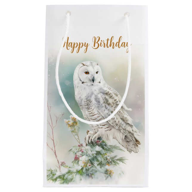 Winter vibes Owl -  Birthday Party - Small Gift Bag (Front)