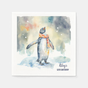 Winter vibes Penguin Snow - Birthday Party - Napkin