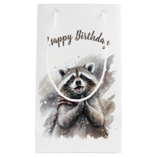 Winter vibes Raccoon -  Birthday Party - Small Gift Bag