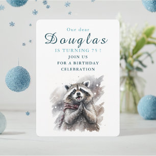 Winter vibes Racoon - Birthday Invitation Card