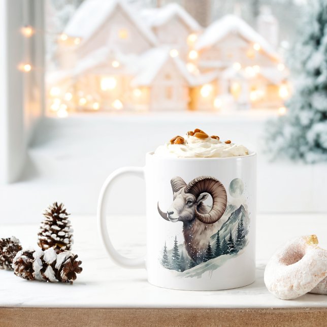 Winter Vibes Rocky Mountain Bighorn Sheep -  Coffee Mug (Creator Uploaded)