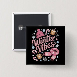 Winter Vibes Season Cold Weather Hello Winter 15 Cm Square Badge