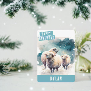 Winter vibes Sheep Birthday Card