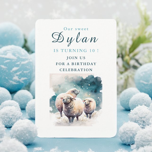 Winter vibes Sheep - Birthday Invitation Card (Creator Uploaded)