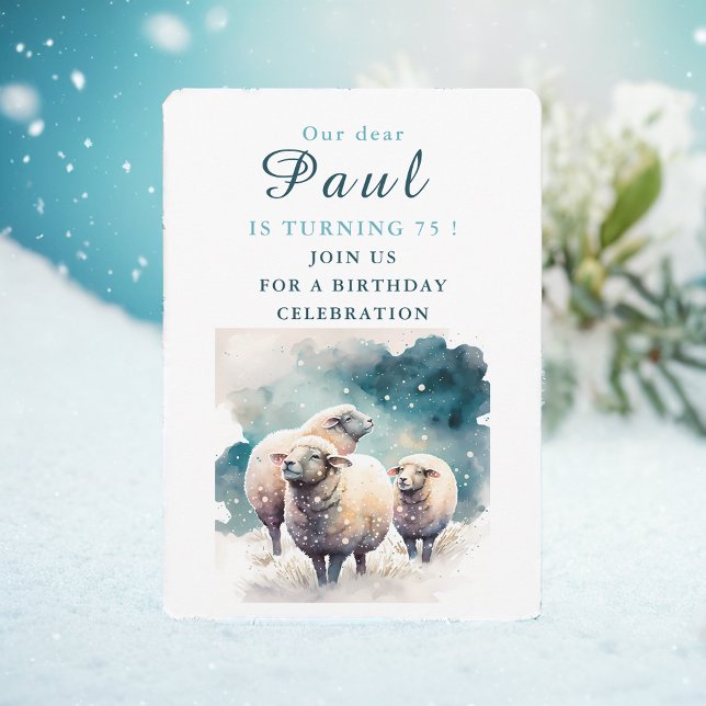Winter vibes Sheep - Birthday Invitation Card (Creator Uploaded)