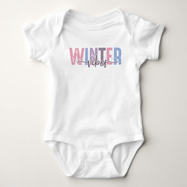 Winter Vibes - Soft Pastel Typography Baby Bodysuit (Front)