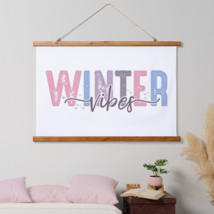Winter Vibes - Soft Pastel Typography Hanging Tapestry