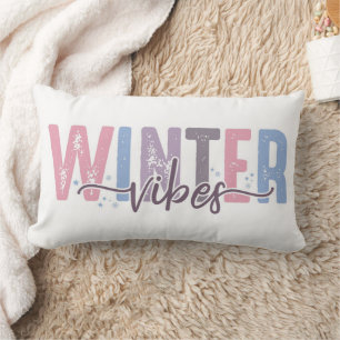 Winter Vibes - Soft Pastel Typography Lumbar Cushion