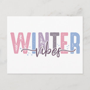 Winter Vibes - Soft Pastel Typography Postcard