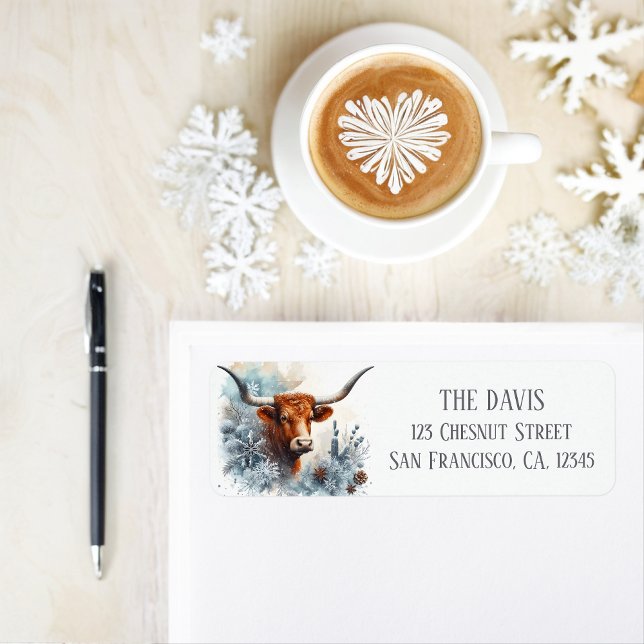 Winter Vibes Texas Longhorn - Return address  (Creator Uploaded)