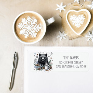 Winter Vibes Watercolor Black Bear Return address