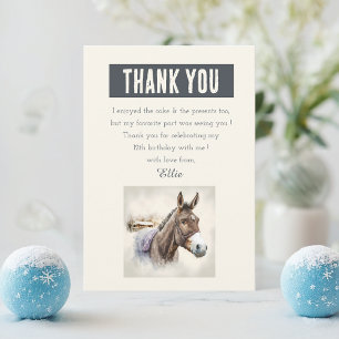 Winter vibes Watercolor Donkey - Birthday  Thank You Card